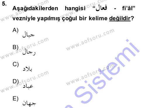 Osmanlı Türkçesi Grameri 1 Dersi 2014 - 2015 Yılı (Vize) Ara Sınavı 5. Soru