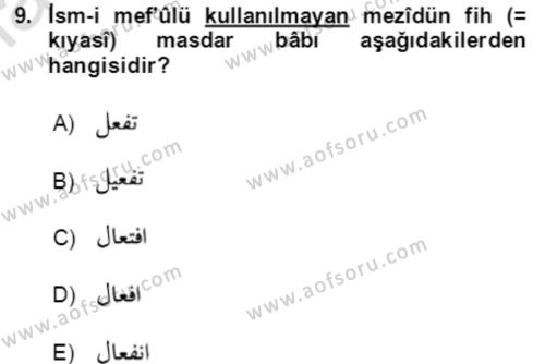 Osmanlı Türkçesi Grameri 1 Dersi 2023 - 2024 Yılı (Vize) Ara Sınavı 9. Soru