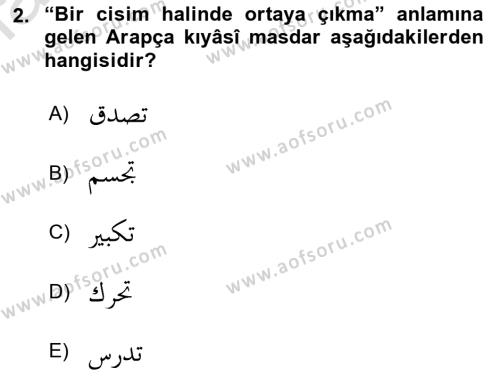 Osmanlı Türkçesi Grameri 1 Dersi 2023 - 2024 Yılı Yaz Okulu Sınavı 2. Soru