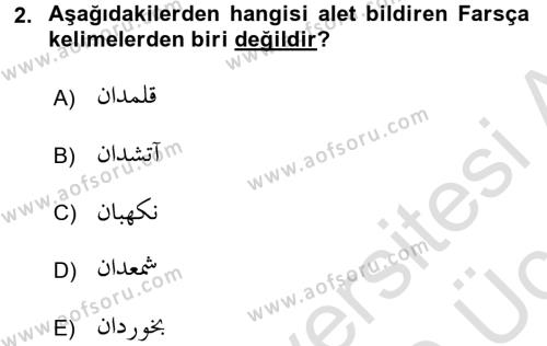 Osmanlı Türkçesi Grameri 2 Dersi 2018 - 2019 Yılı 3 Ders Sınavı 2. Soru