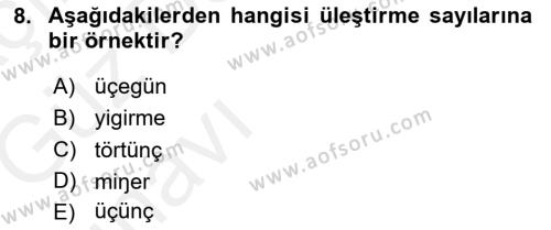 XI-XIII. Yüzyıllar Türk Dili Dersi 2018 - 2019 Yılı (Vize) Ara Sınavı 8. Soru