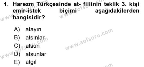 XI-XIII. Yüzyıllar Türk Dili Dersi 2018 - 2019 Yılı (Final) Dönem Sonu Sınavı 1. Soru