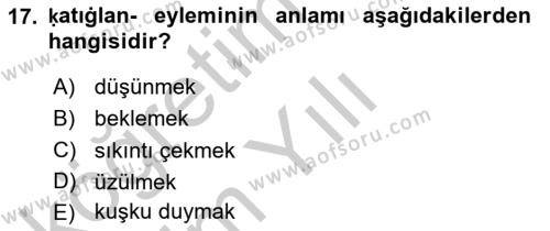 XI-XIII. Yüzyıllar Türk Dili Dersi 2018 - 2019 Yılı Yaz Okulu Sınavı 17. Soru