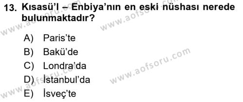 XI-XIII. Yüzyıllar Türk Dili Dersi 2019 - 2020 Yılı (Final) Dönem Sonu Sınavı 13. Soru