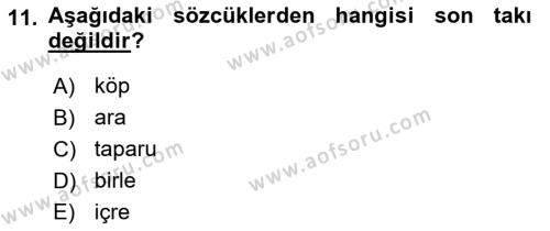 XI-XIII. Yüzyıllar Türk Dili Dersi 2020 - 2021 Yılı Yaz Okulu Sınavı 11. Soru