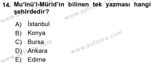 XI-XIII. Yüzyıllar Türk Dili Dersi 2020 - 2021 Yılı Yaz Okulu Sınavı 14. Soru