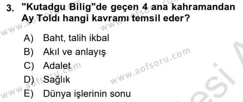 XI-XIII. Yüzyıllar Türk Dili Dersi 2020 - 2021 Yılı Yaz Okulu Sınavı 3. Soru