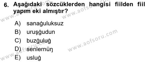 XI-XIII. Yüzyıllar Türk Dili Dersi 2020 - 2021 Yılı Yaz Okulu Sınavı 6. Soru