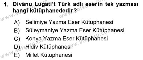 XI-XIII. Yüzyıllar Türk Dili Dersi 2021 - 2022 Yılı (Final) Dönem Sonu Sınavı 1. Soru