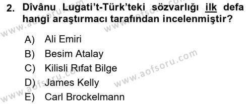 XI-XIII. Yüzyıllar Türk Dili Dersi 2021 - 2022 Yılı (Final) Dönem Sonu Sınavı 2. Soru