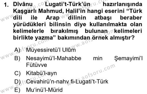 XI-XIII. Yüzyıllar Türk Dili Dersi 2022 - 2023 Yılı (Vize) Ara Sınavı 1. Soru