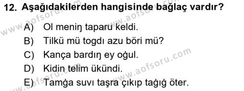 XI-XIII. Yüzyıllar Türk Dili Dersi 2022 - 2023 Yılı (Vize) Ara Sınavı 12. Soru