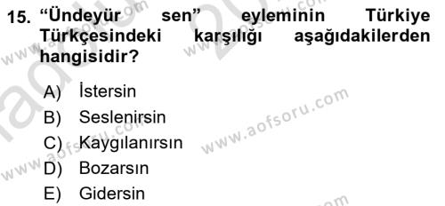 XI-XIII. Yüzyıllar Türk Dili Dersi 2022 - 2023 Yılı (Vize) Ara Sınavı 15. Soru