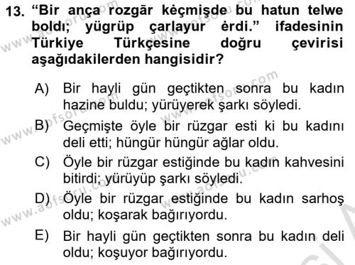 XI-XIII. Yüzyıllar Türk Dili Dersi 2022 - 2023 Yılı (Final) Dönem Sonu Sınavı 13. Soru