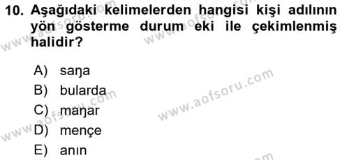 XI-XIII. Yüzyıllar Türk Dili Dersi 2023 - 2024 Yılı (Vize) Ara Sınavı 10. Soru