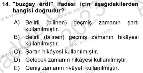 XI-XIII. Yüzyıllar Türk Dili Dersi 2023 - 2024 Yılı (Vize) Ara Sınavı 14. Soru