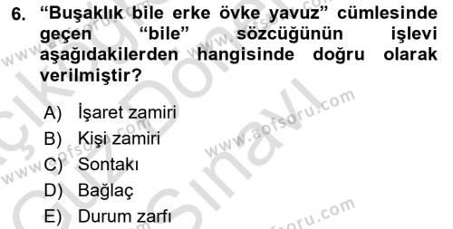 XI-XIII. Yüzyıllar Türk Dili Dersi 2023 - 2024 Yılı (Final) Dönem Sonu Sınavı 6. Soru