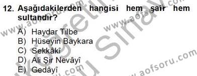 XIV-XV. Yüzyıllar Türk Dili Dersi 2012 - 2013 Yılı (Final) Dönem Sonu Sınavı 12. Soru