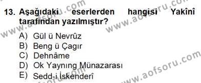 XIV-XV. Yüzyıllar Türk Dili Dersi 2012 - 2013 Yılı (Final) Dönem Sonu Sınavı 13. Soru