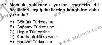 XIV-XV. Yüzyıllar Türk Dili Dersi 2012 - 2013 Yılı (Final) Dönem Sonu Sınavı 17. Soru