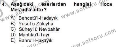 XIV-XV. Yüzyıllar Türk Dili Dersi 2012 - 2013 Yılı (Final) Dönem Sonu Sınavı 4. Soru