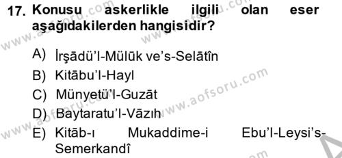 XIV-XV. Yüzyıllar Türk Dili Dersi 2014 - 2015 Yılı (Final) Dönem Sonu Sınavı 17. Soru