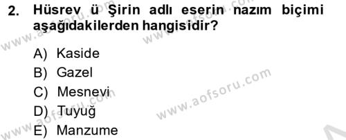 XIV-XV. Yüzyıllar Türk Dili Dersi 2014 - 2015 Yılı Tek Ders Sınavı 2. Soru