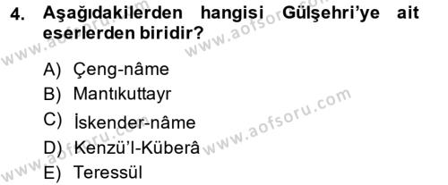 XIV-XV. Yüzyıllar Türk Dili Dersi 2014 - 2015 Yılı Tek Ders Sınavı 4. Soru