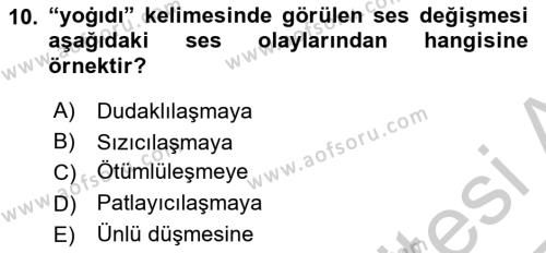 XIV-XV. Yüzyıllar Türk Dili Dersi 2016 - 2017 Yılı 3 Ders Sınavı 10. Soru