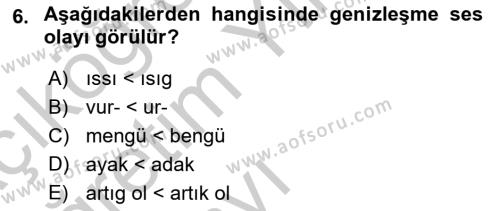 XIV-XV. Yüzyıllar Türk Dili Dersi 2016 - 2017 Yılı 3 Ders Sınavı 6. Soru