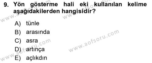 XIV-XV. Yüzyıllar Türk Dili Dersi 2016 - 2017 Yılı (Vize) Ara Sınavı 9. Soru
