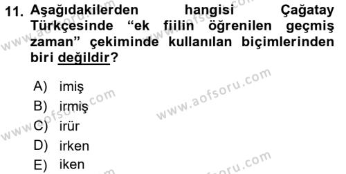 XIV-XV. Yüzyıllar Türk Dili Dersi 2017 - 2018 Yılı 3 Ders Sınavı 11. Soru