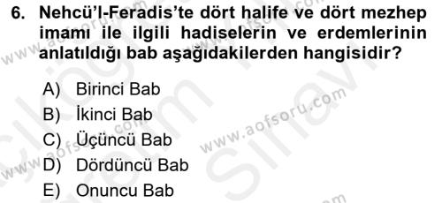 XIV-XV. Yüzyıllar Türk Dili Dersi 2017 - 2018 Yılı (Vize) Ara Sınavı 6. Soru