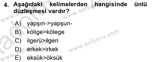 XIV-XV. Yüzyıllar Türk Dili Dersi 2018 - 2019 Yılı 3 Ders Sınavı 4. Soru