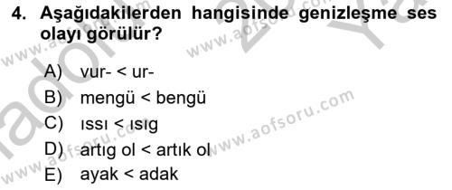 XIV-XV. Yüzyıllar Türk Dili Dersi 2018 - 2019 Yılı Yaz Okulu Sınavı 4. Soru