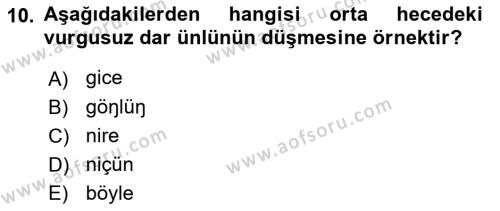 XIV-XV. Yüzyıllar Türk Dili Dersi 2020 - 2021 Yılı Yaz Okulu Sınavı 10. Soru