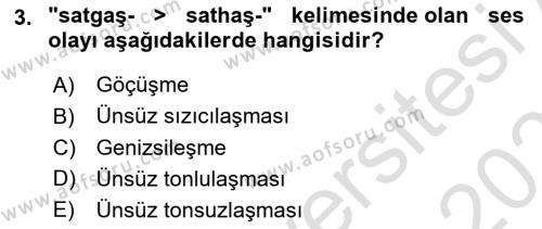 XIV-XV. Yüzyıllar Türk Dili Dersi 2020 - 2021 Yılı Yaz Okulu Sınavı 3. Soru