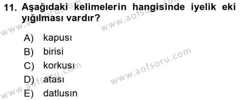 XIV-XV. Yüzyıllar Türk Dili Dersi 2021 - 2022 Yılı Yaz Okulu Sınavı 11. Soru