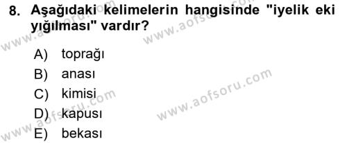 XIV-XV. Yüzyıllar Türk Dili Dersi 2022 - 2023 Yılı Yaz Okulu Sınavı 8. Soru