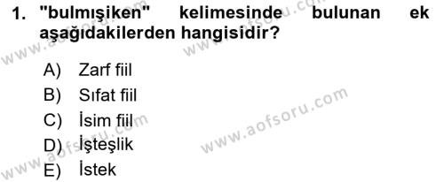 XIV-XV. Yüzyıllar Türk Dili Dersi 2023 - 2024 Yılı (Vize) Ara Sınavı 1. Soru