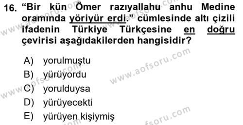 XIV-XV. Yüzyıllar Türk Dili Dersi 2023 - 2024 Yılı (Vize) Ara Sınavı 16. Soru