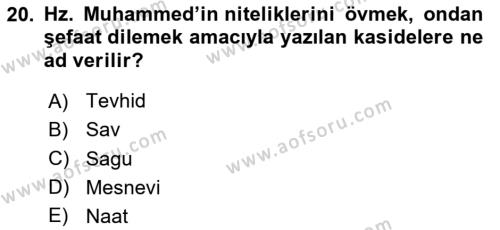 XIV-XV. Yüzyıllar Türk Dili Dersi 2023 - 2024 Yılı (Vize) Ara Sınavı 20. Soru