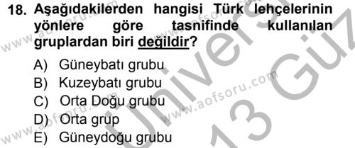 Çağdaş Türk Yazı Dilleri 1 Dersi 2012 - 2013 Yılı (Vize) Ara Sınavı 18. Soru