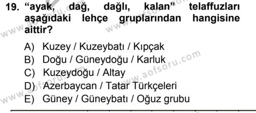 Çağdaş Türk Yazı Dilleri 1 Dersi 2012 - 2013 Yılı (Vize) Ara Sınavı 19. Soru