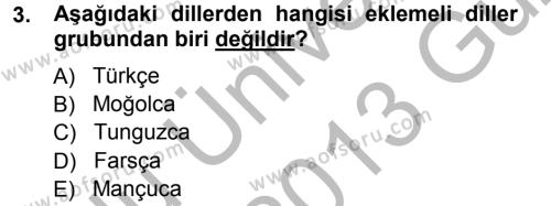 Çağdaş Türk Yazı Dilleri 1 Dersi 2012 - 2013 Yılı (Vize) Ara Sınavı 3. Soru