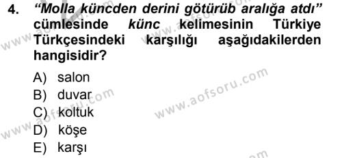 Çağdaş Türk Yazı Dilleri 1 Dersi 2012 - 2013 Yılı (Vize) Ara Sınavı 4. Soru
