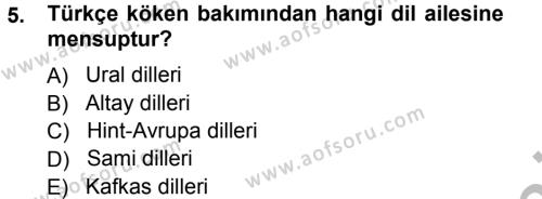 Çağdaş Türk Yazı Dilleri 1 Dersi 2012 - 2013 Yılı (Vize) Ara Sınavı 5. Soru
