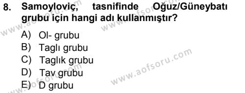 Çağdaş Türk Yazı Dilleri 1 Dersi 2012 - 2013 Yılı (Vize) Ara Sınavı 8. Soru