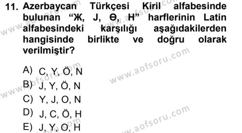 Çağdaş Türk Yazı Dilleri 1 Dersi 2012 - 2013 Yılı (Final) Dönem Sonu Sınavı 11. Soru