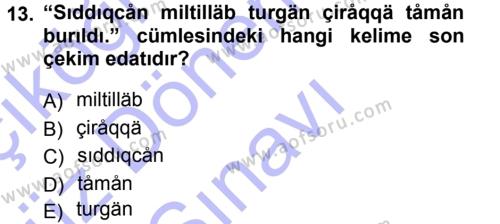 Çağdaş Türk Yazı Dilleri 1 Dersi 2012 - 2013 Yılı (Final) Dönem Sonu Sınavı 13. Soru